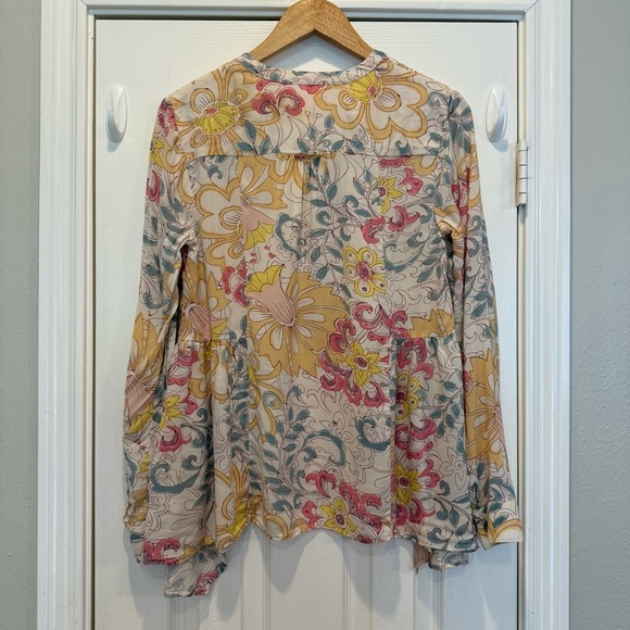 Maeve Anthropologie Tunic Blouse Women’s XS Water Colors Boho Colorful Hippie - Picture 3 of 10